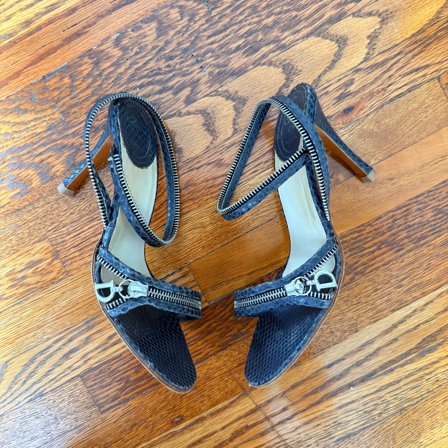 S/S2001 Galliano Dior Python Zipper Sandals - US 6.5