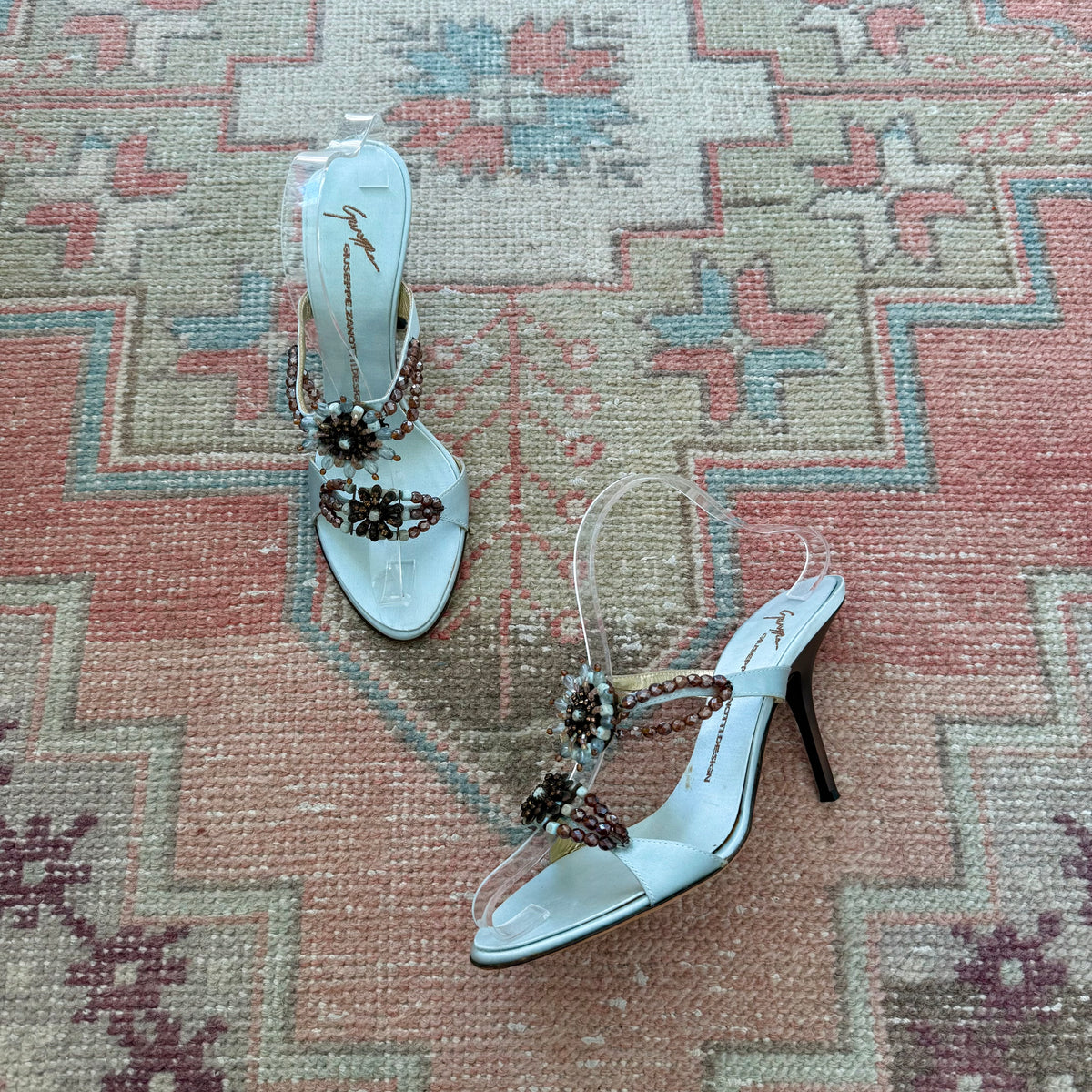 2002 Giuseppe Zanotti Ice Blue Jeweled Sandals - US 8.5