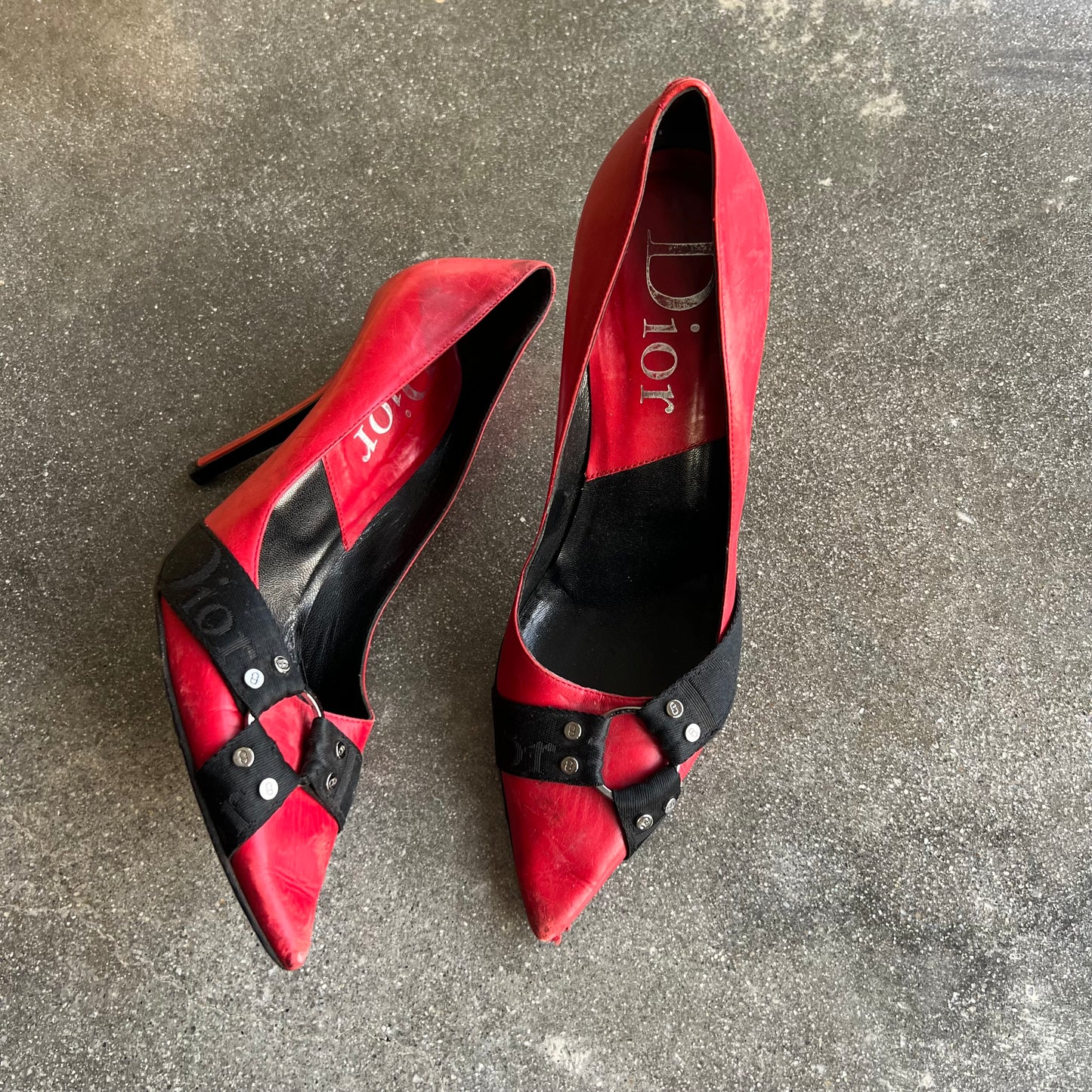 FW04 John Galliano Christian Dior Red Bondage Heels - US 9.5