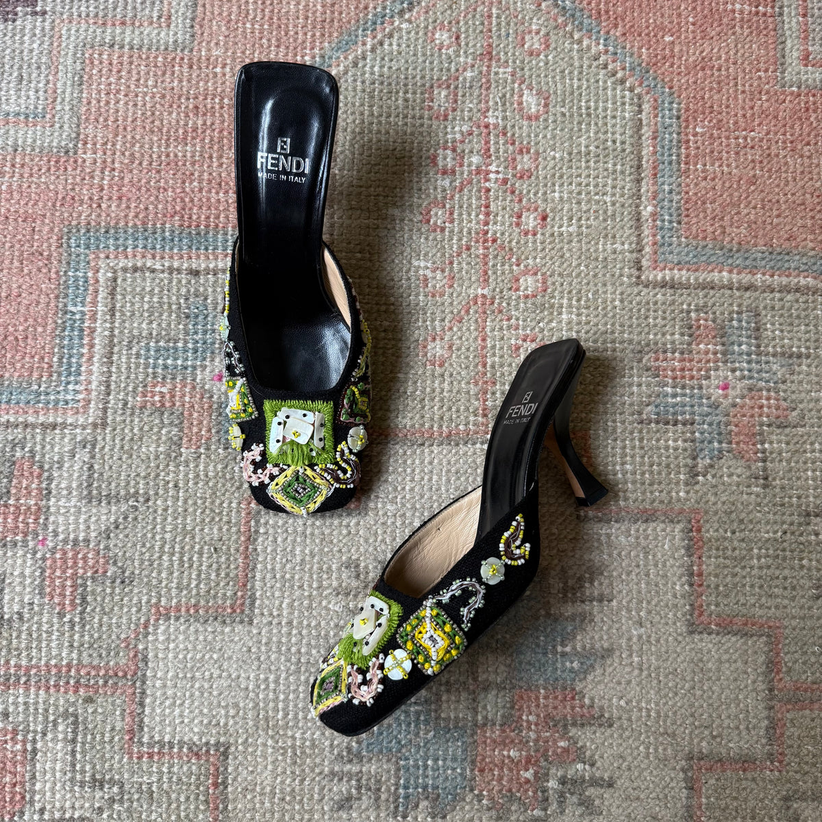 S/S2000 Fendi Beaded Mules - US 7
