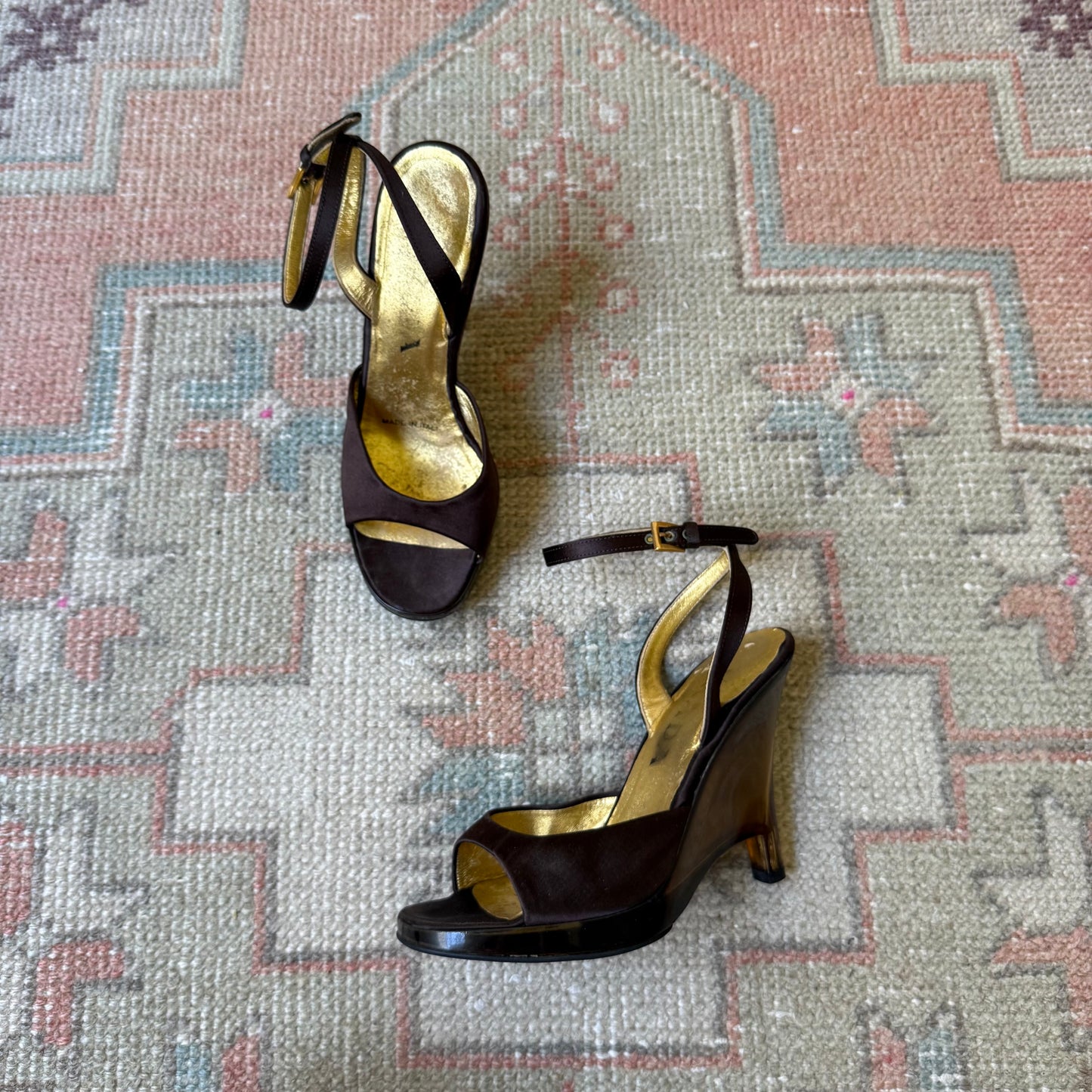 S/S1998 Prada Brown Lucite Wedges - US 7
