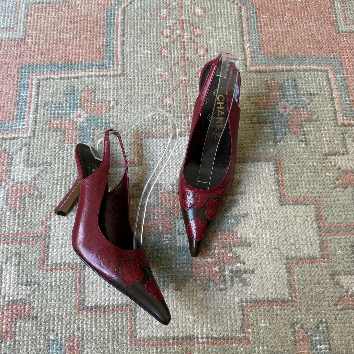 F/W2001 Chanel Camellia Slingback Pumps - US 6