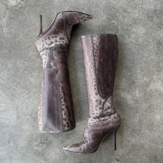 00s Jimmy Choo Karung Stiletto Boots - US 6