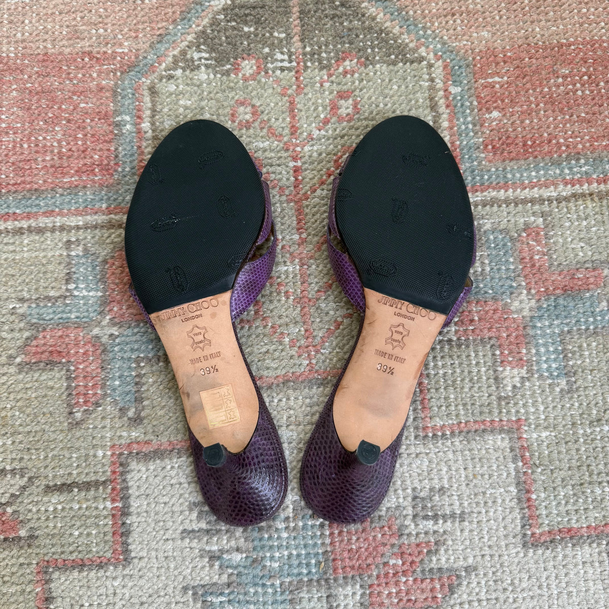 Y2K Jimmy Choo Purple Karung Bow Mules - US 8.5