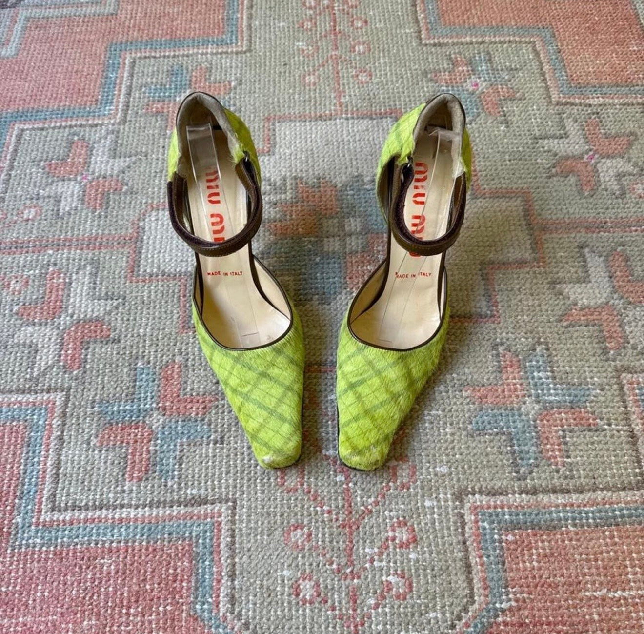 F/W1999 miu miu Tartan Ponyhair Mary Janes - US 10-10.5
