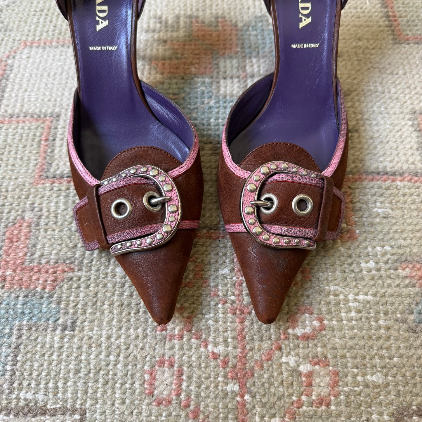 F/W2003 Prada Chocolate Buckle D’Orsay Heels - US 8