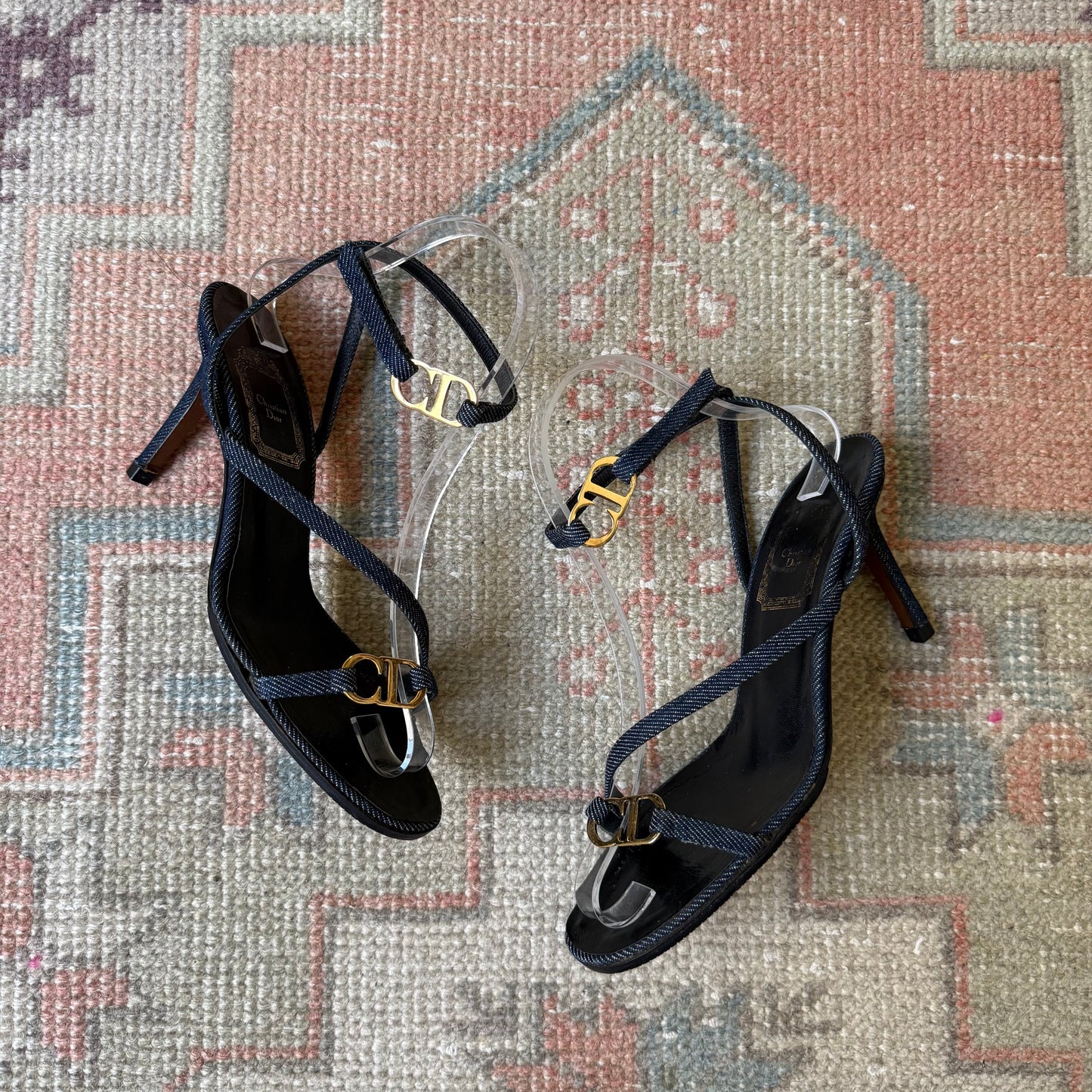S/S2000 Galliano Dior Denim Wrap Sandals - US 6.5