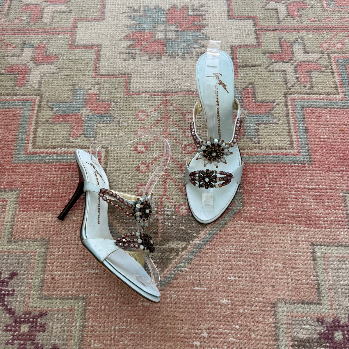 2002 Giuseppe Zanotti Ice Blue Jeweled Sandals - US 8.5