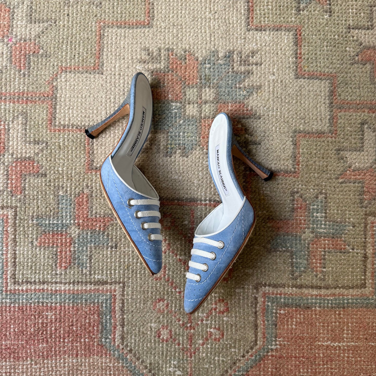 S/S2003 Manolo Blahnik Blue Suede Sneaker Mules - US 5.5-6