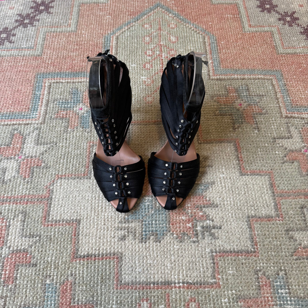 S/S2004 Tom Ford Gucci Swarovski Satin Bamboo Heels - US 7