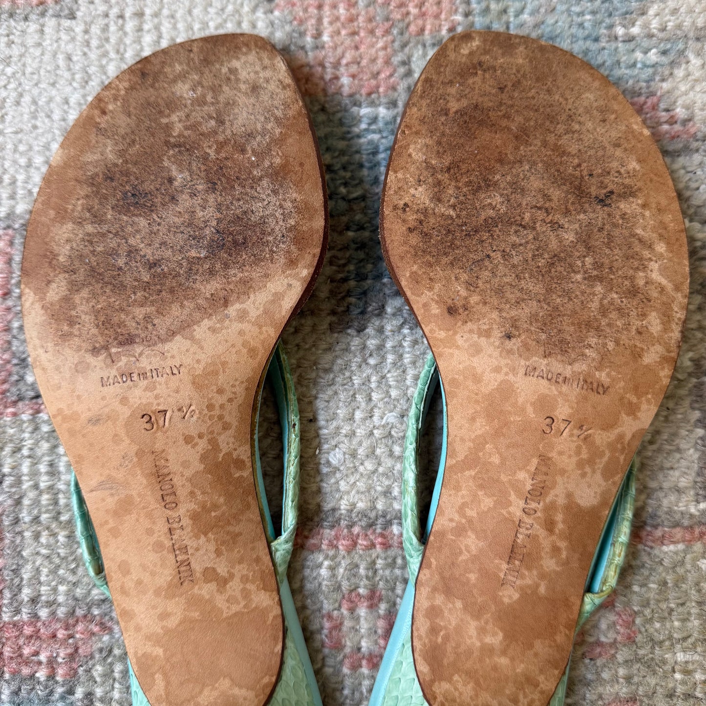 Y2K Manolo Blahnik Aquamarine Thong Sandals - US 7