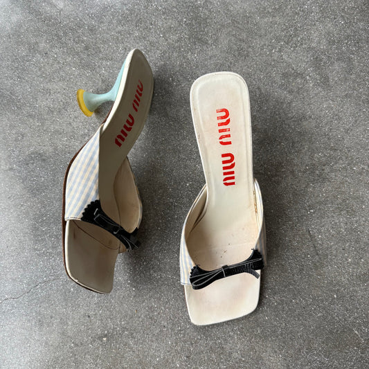 SS99 Miu Miu Gingham Mules - US 7.5