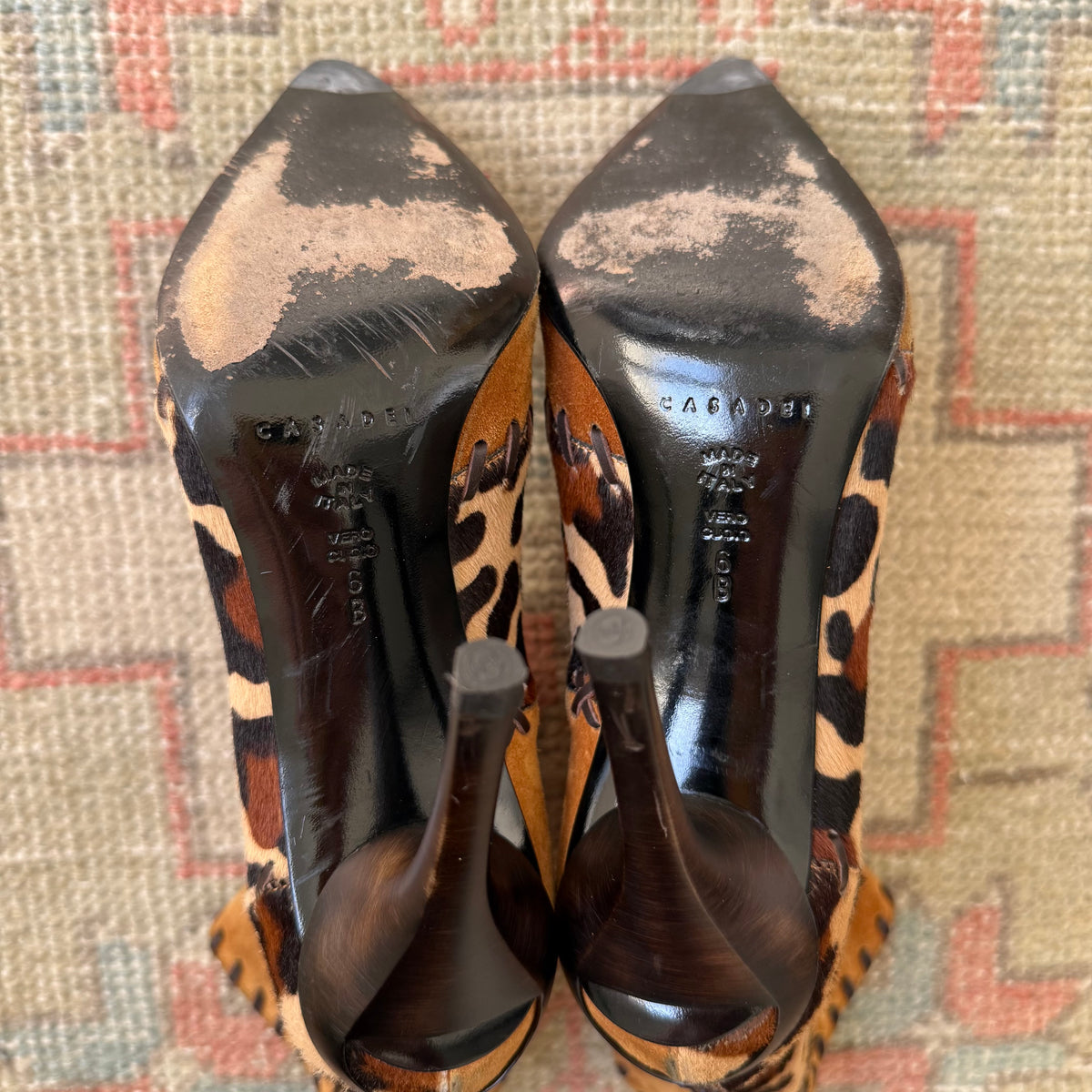 Y2K Casadei Patchwork Animal Print Ankle Boots - US 6