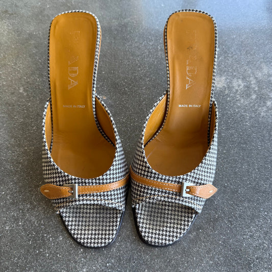 Prada 2003 Houndstooth Mules - US 6-6.5