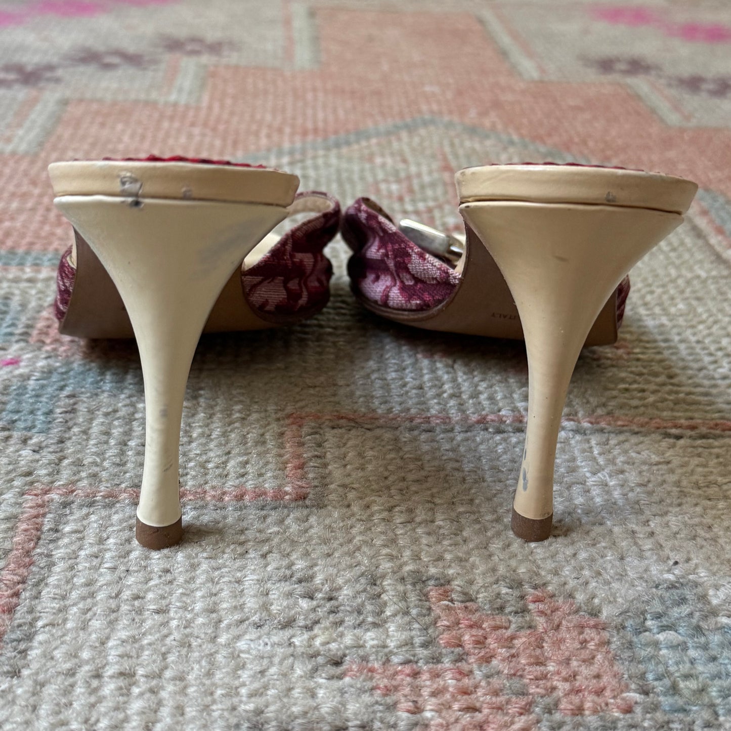 S/S2004 Galliano Dior Burgundy Lock & Key Mules - US 8