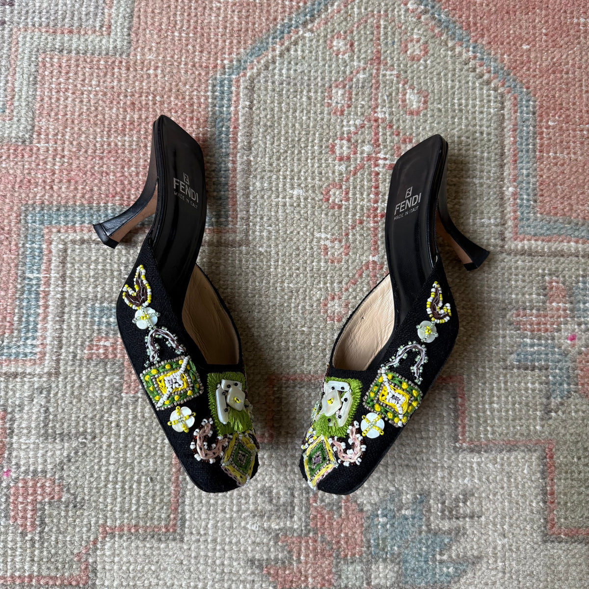 S/S2000 Fendi Beaded Mules - US 7