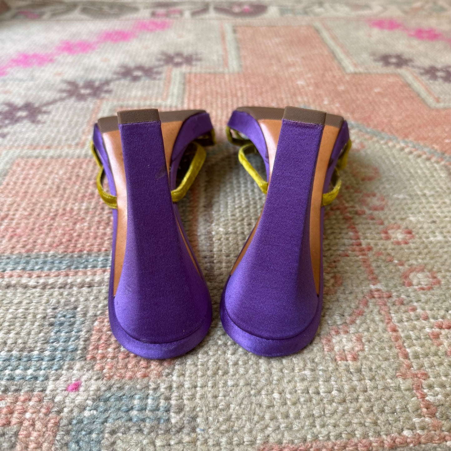 Y2K Sunflower Velvet René Caovilla Platforms - US 7.5