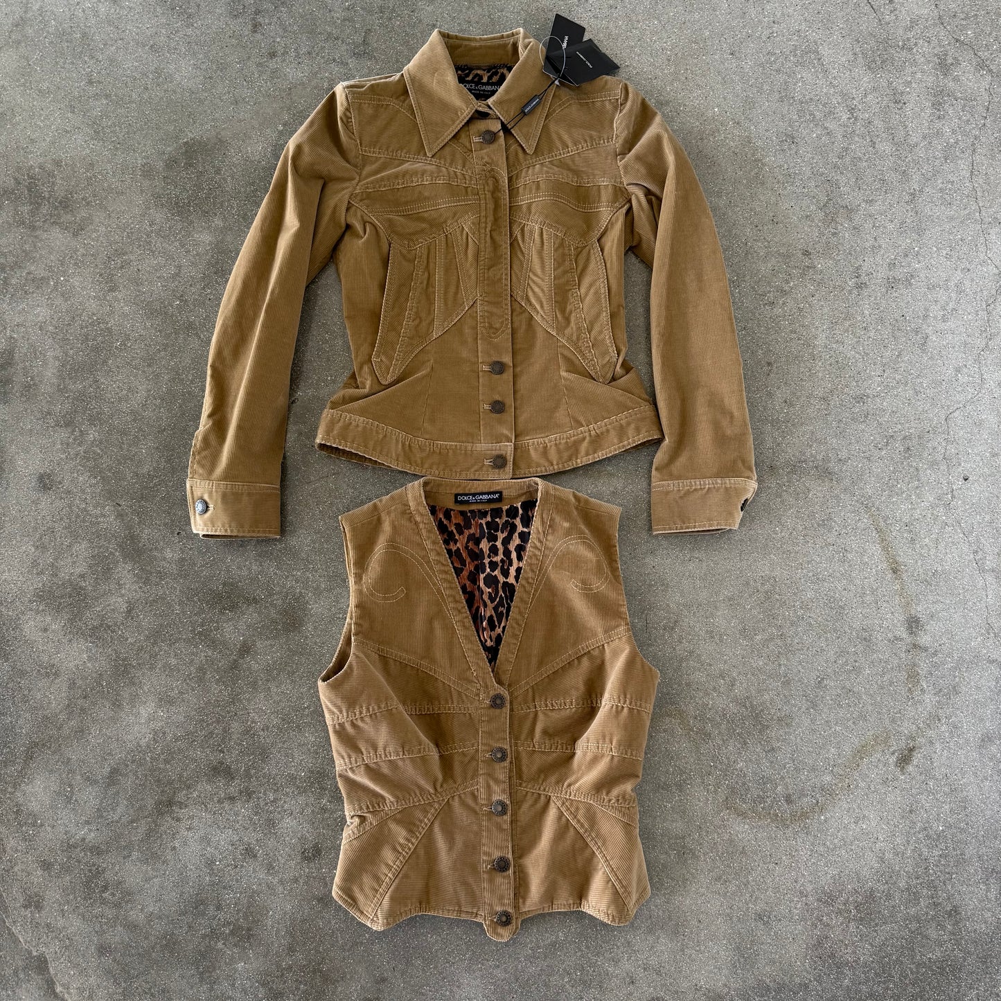 FW02 Dolce & Gabbana Butterfly Corduroy Set - size Small