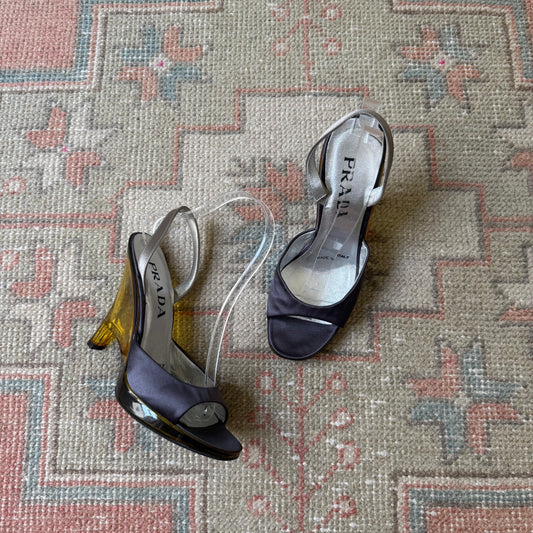S/S1998 Prada Lucite Slingback Wedges - US 6.5