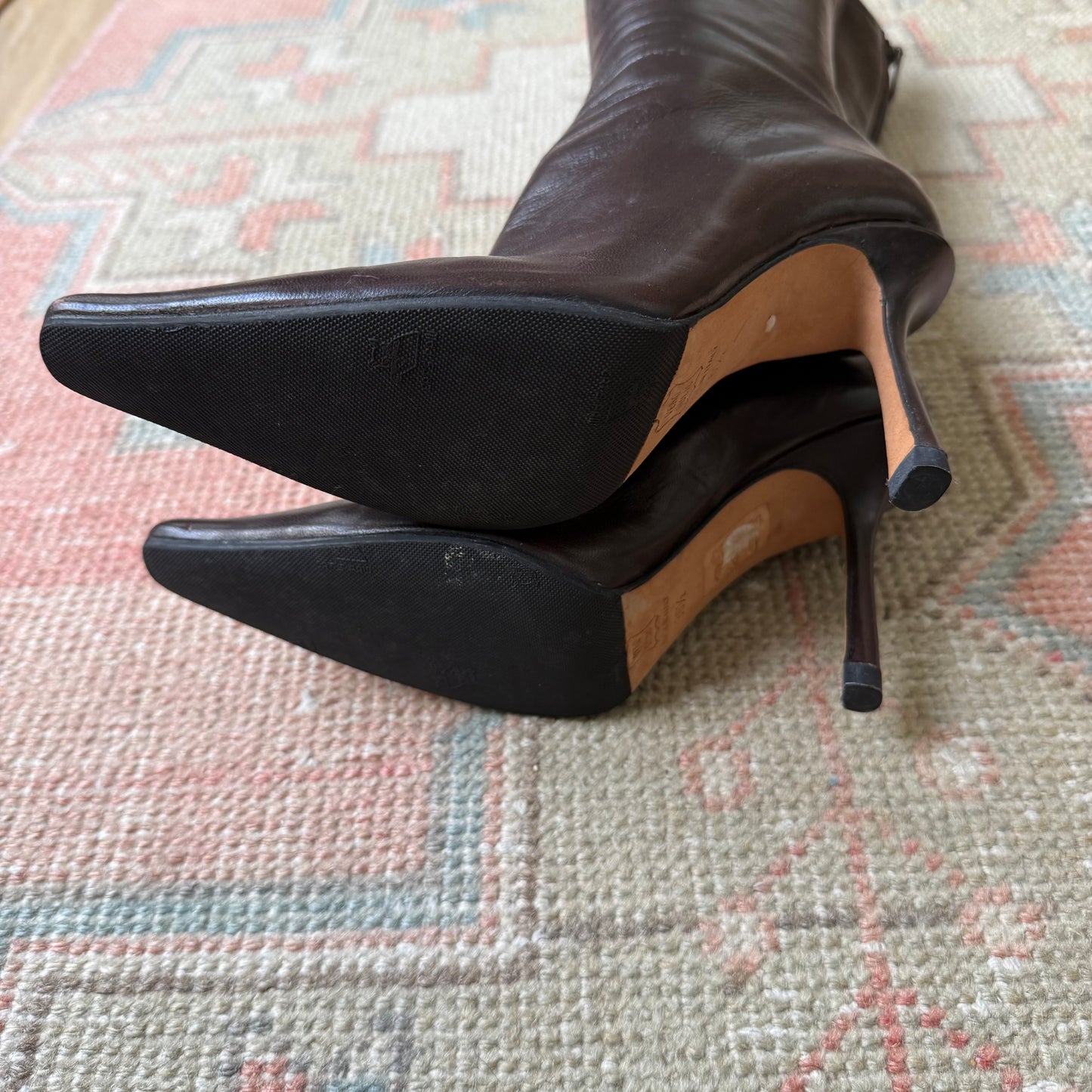 90s Jimmy Choo Kid Chocolate Stiletto Boots - US 5.5-6