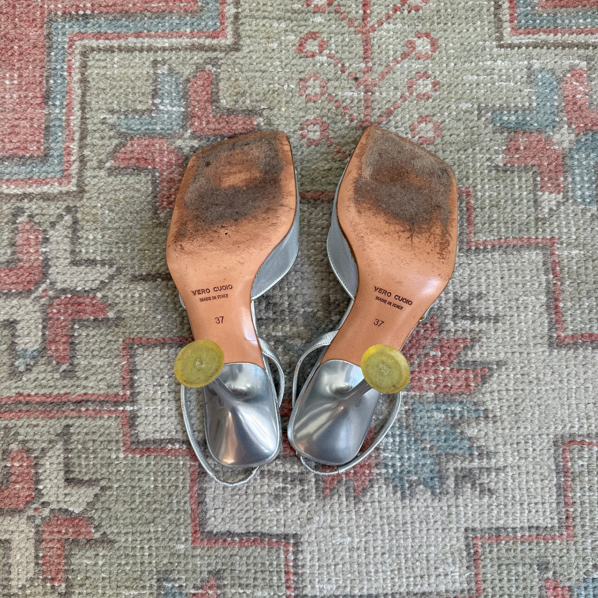 F/W1999 miu miu Silver Floral Slingbacks - US 7