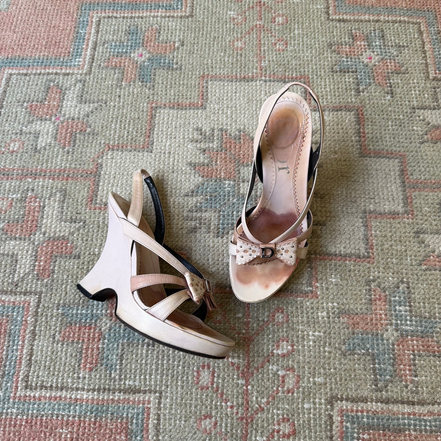 S/S2005 Galliano Dior Pink Bow Wedge - US 5.5-6