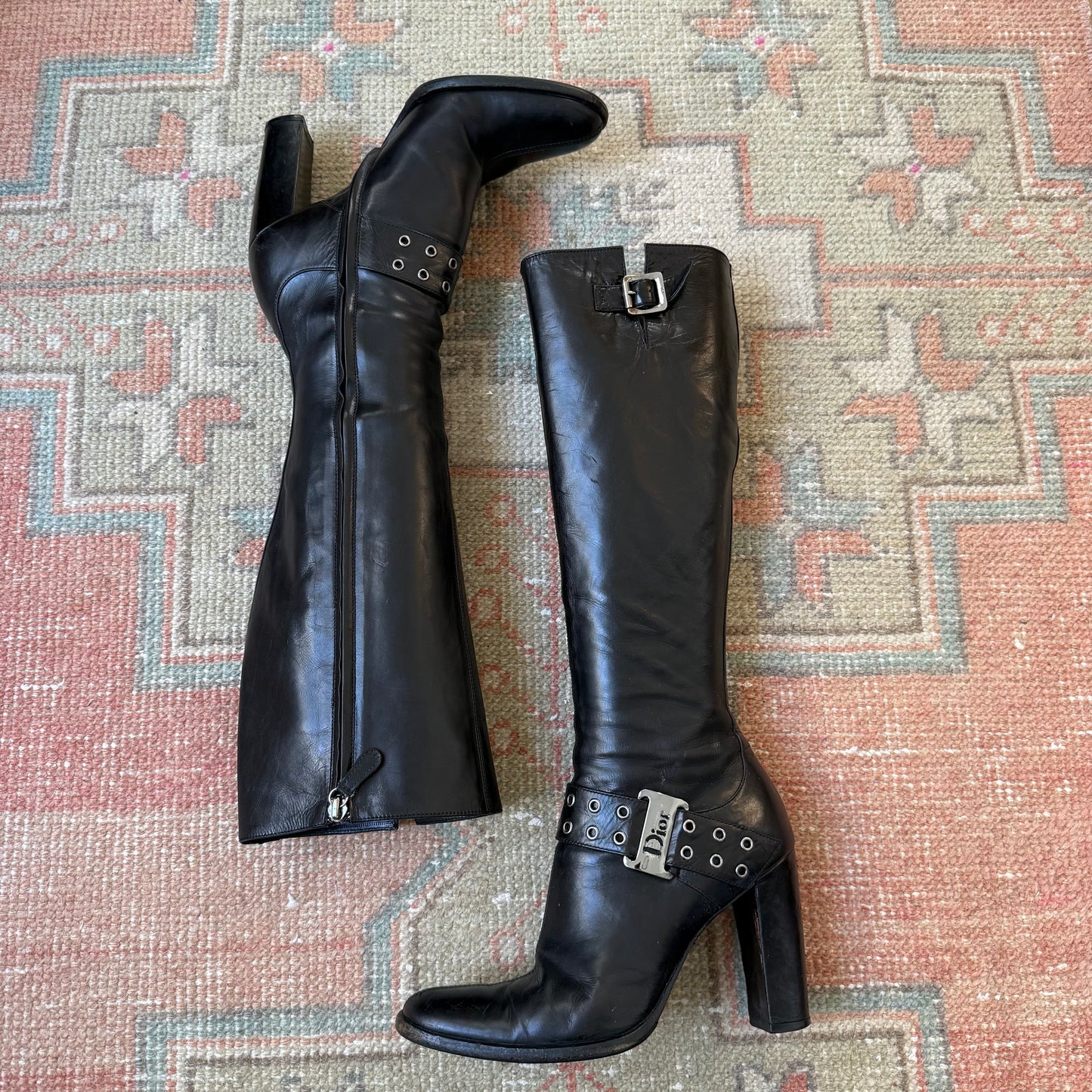 S/S2003 Galliano Dior Black Leather Boots - US 6