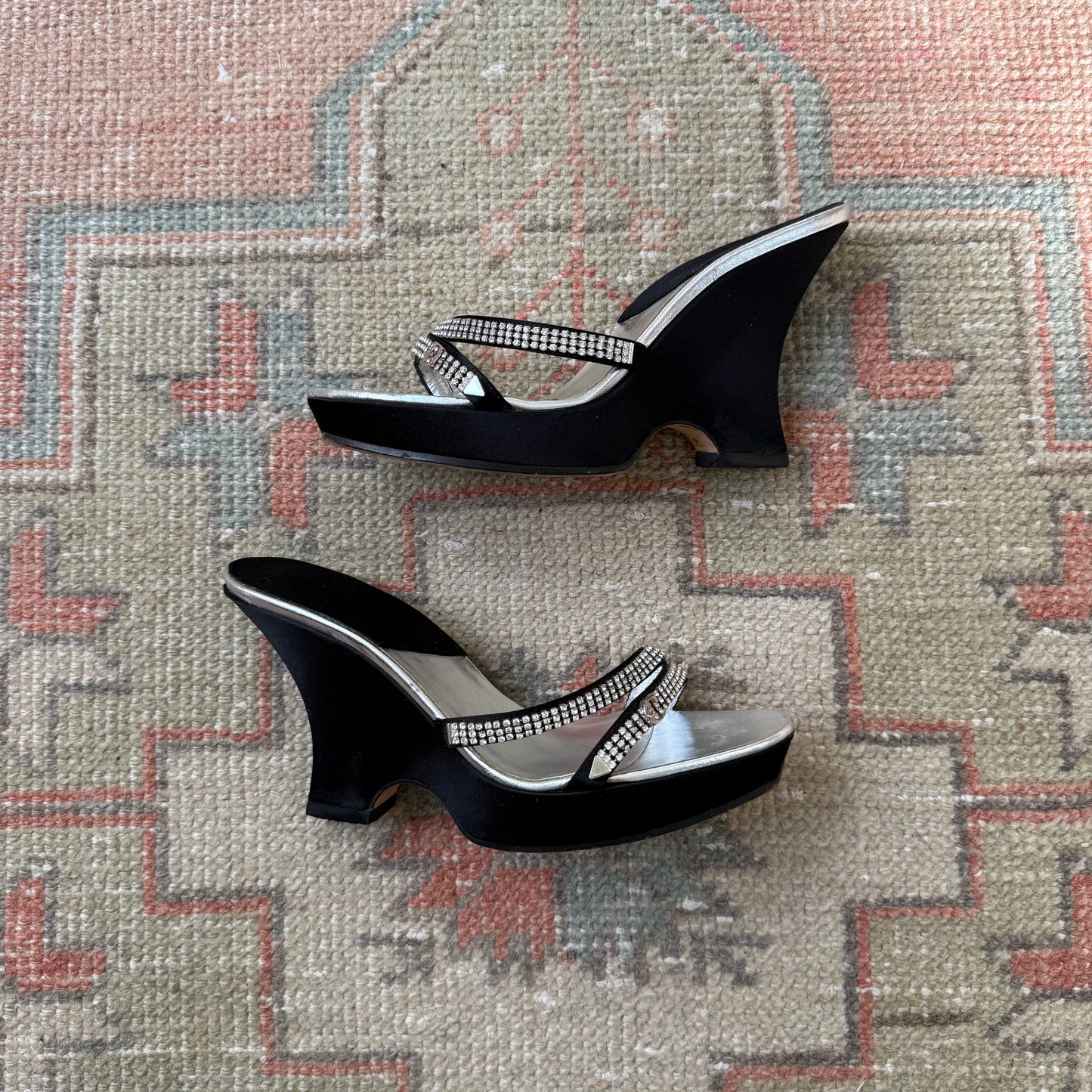 F/W2006 Galliano Dior Crystal Satin Wedges - US 7