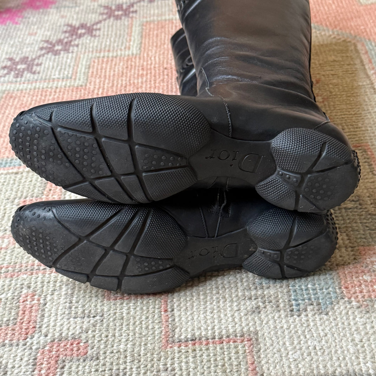 F/W2001 Galliano Dior Black Moto Boots - US 8