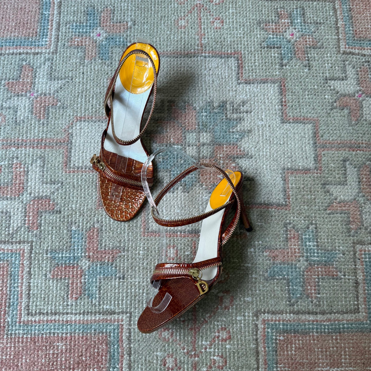S/S2001 Galliano Dior Bronze Zipper Sandals - US 8-8.5