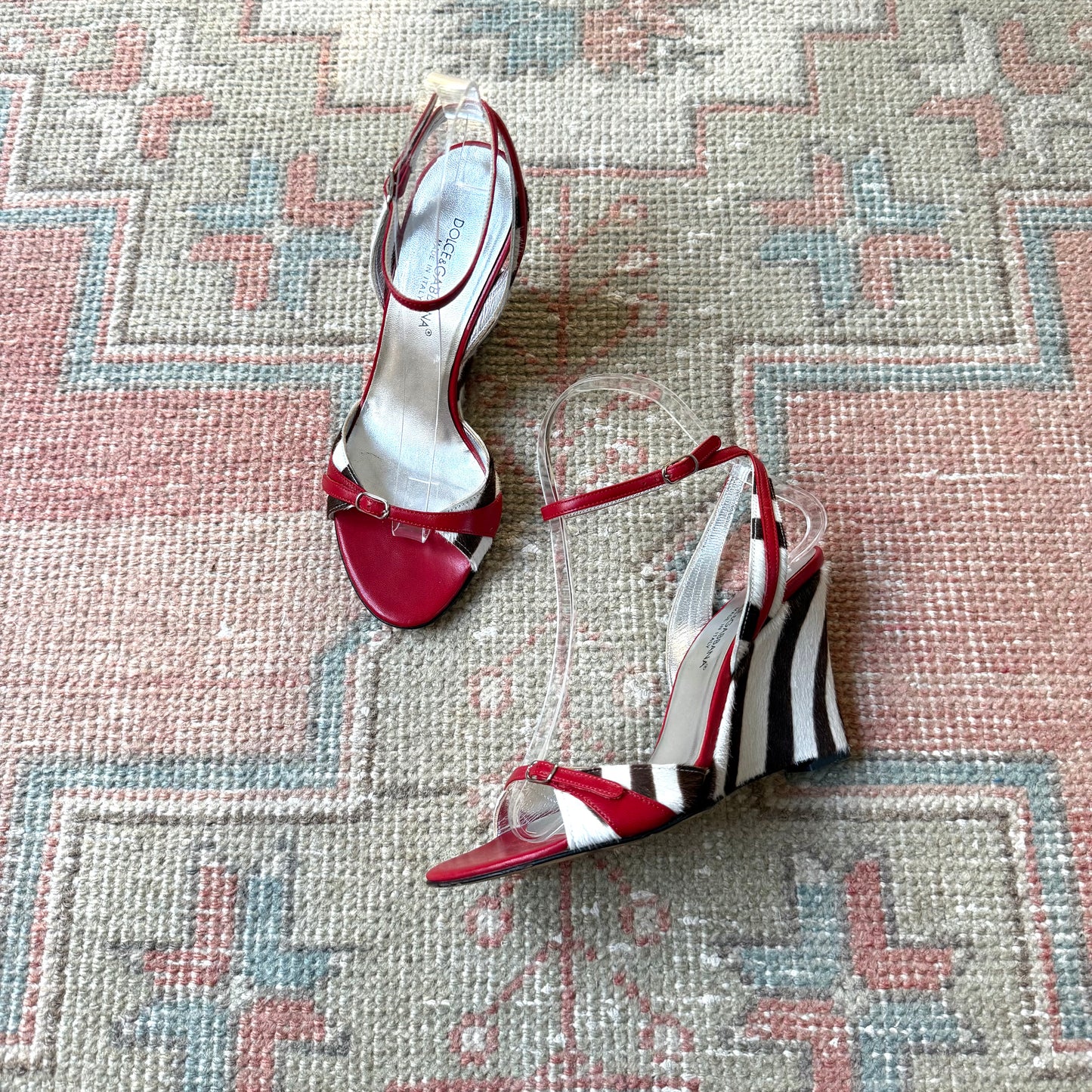 Y2K Dolce & Gabbana Pony Hair Zebra Wedges - US 6.5-7