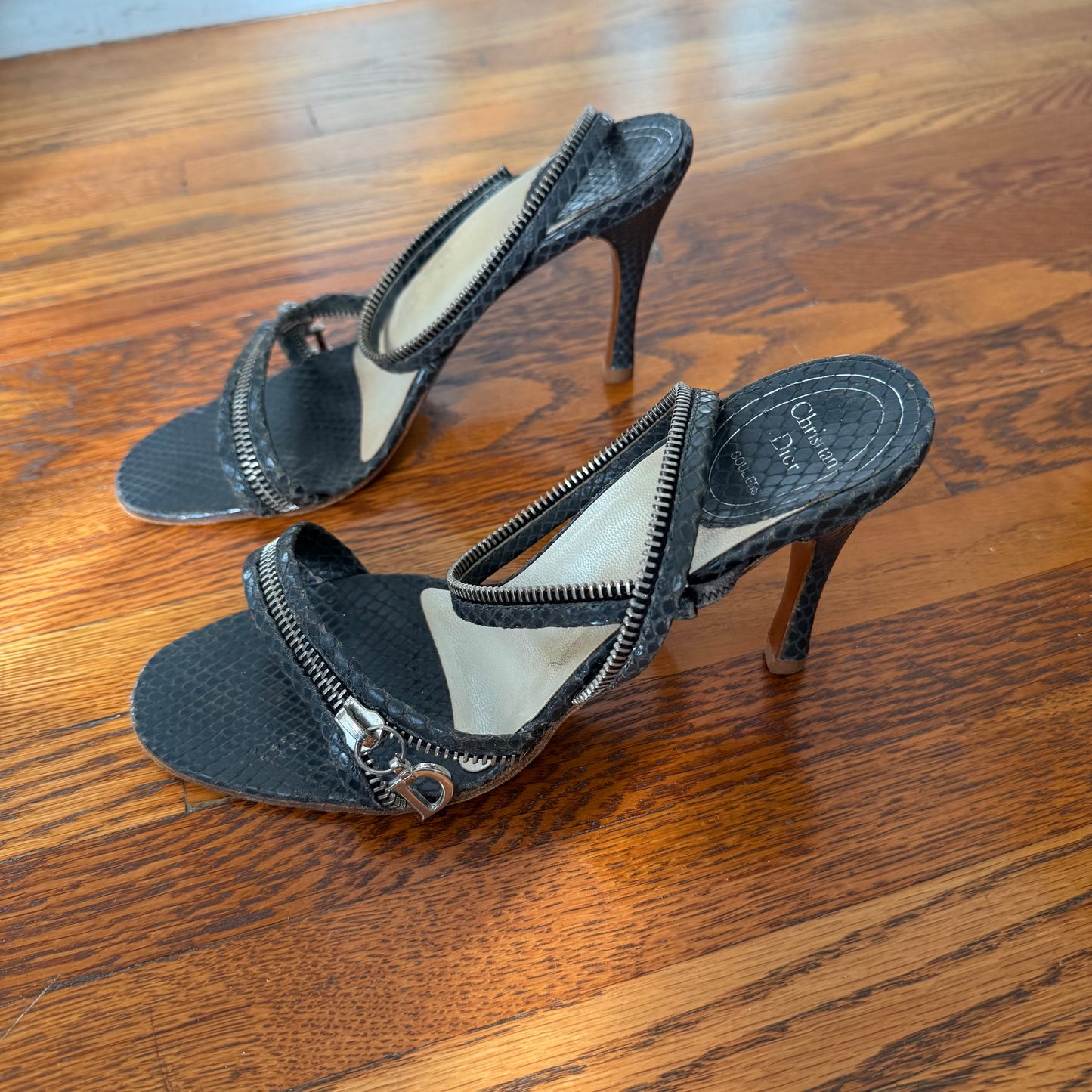 S/S2001 Galliano Dior Python Zipper Sandals - US 6.5