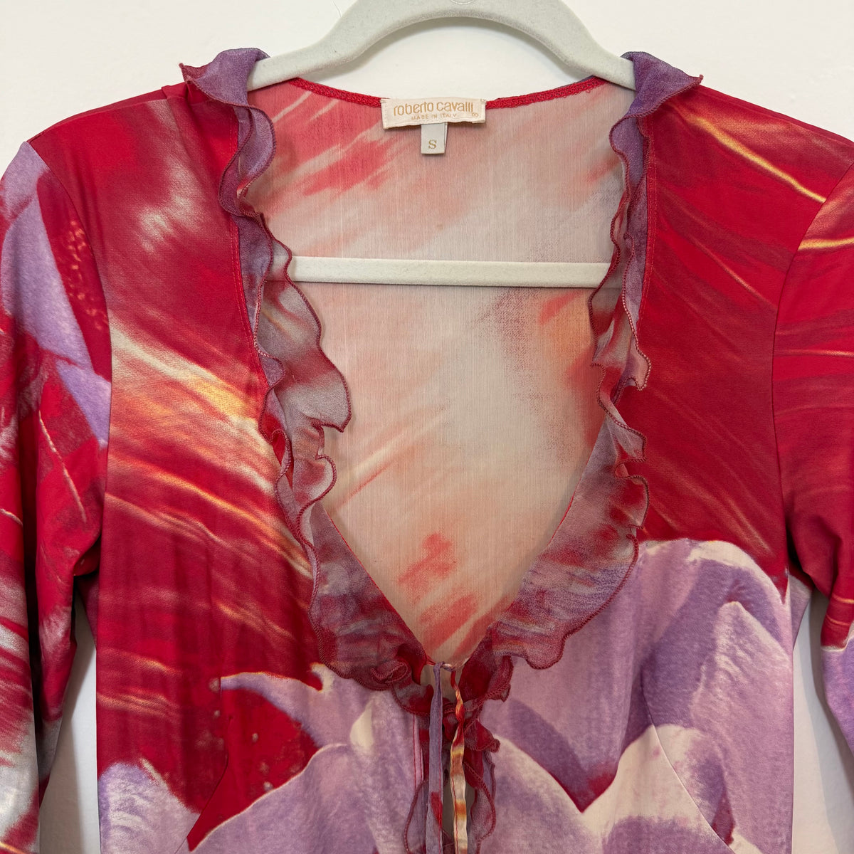 S/S2000 Roberto Cavalli Floral Ruffle Dress - US S-L