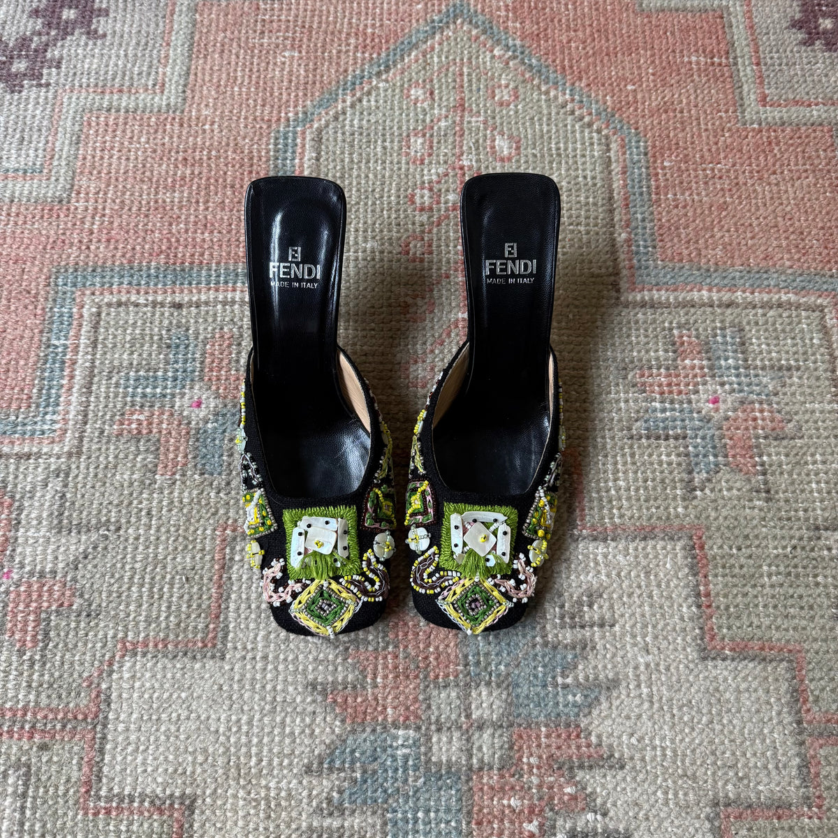 S/S2000 Fendi Beaded Mules - US 7