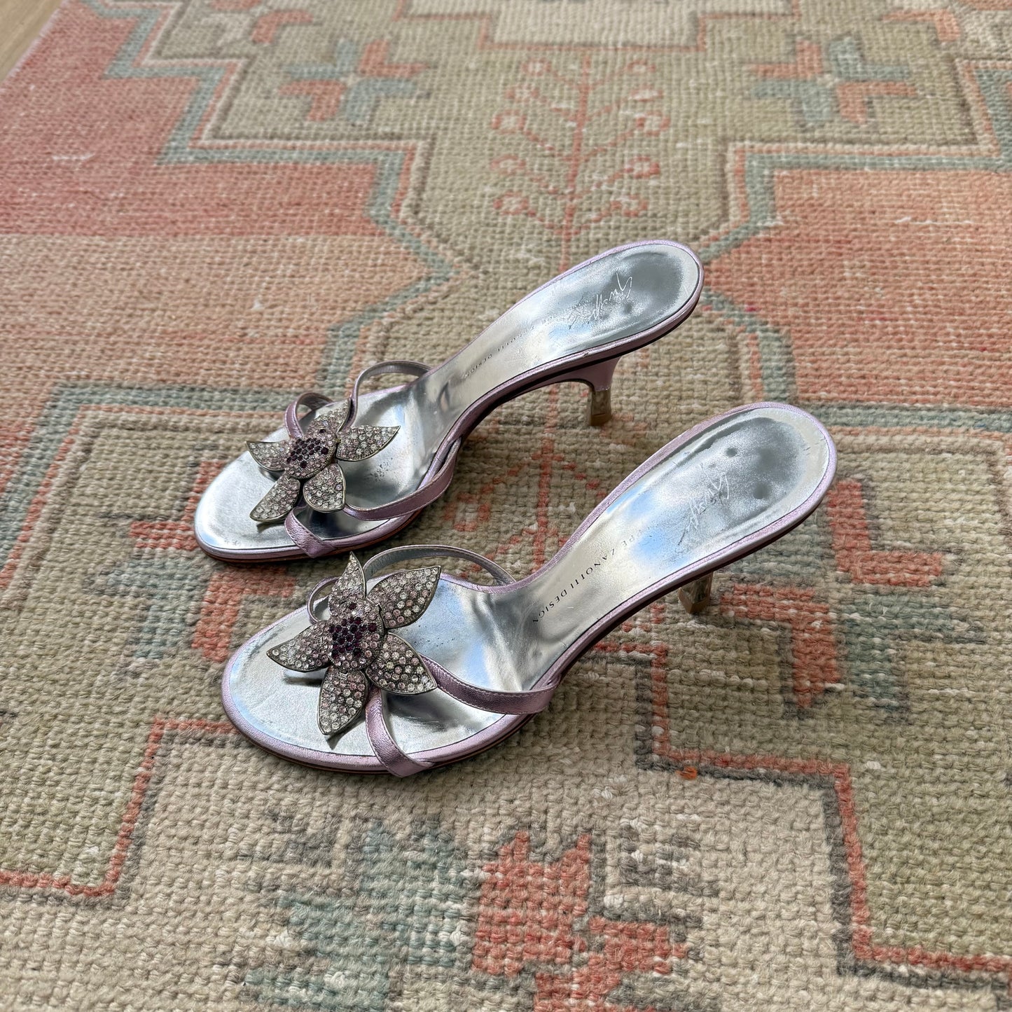 2000s Giuseppe Zanotti Purple Floral Mules - US 7