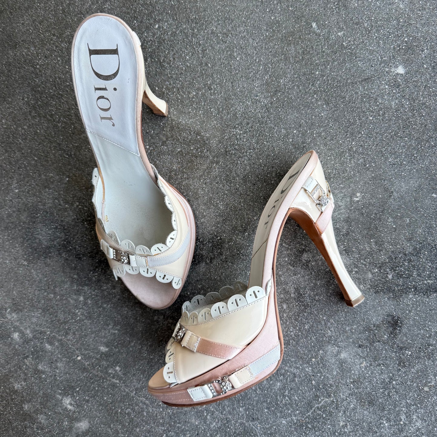 S/S2004 Galliano Dior Patent Leather Scallop Mules - US 9.5