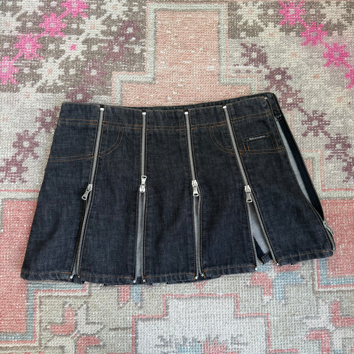 2004 D&G Zip Denim Mini Skirt - US S-L