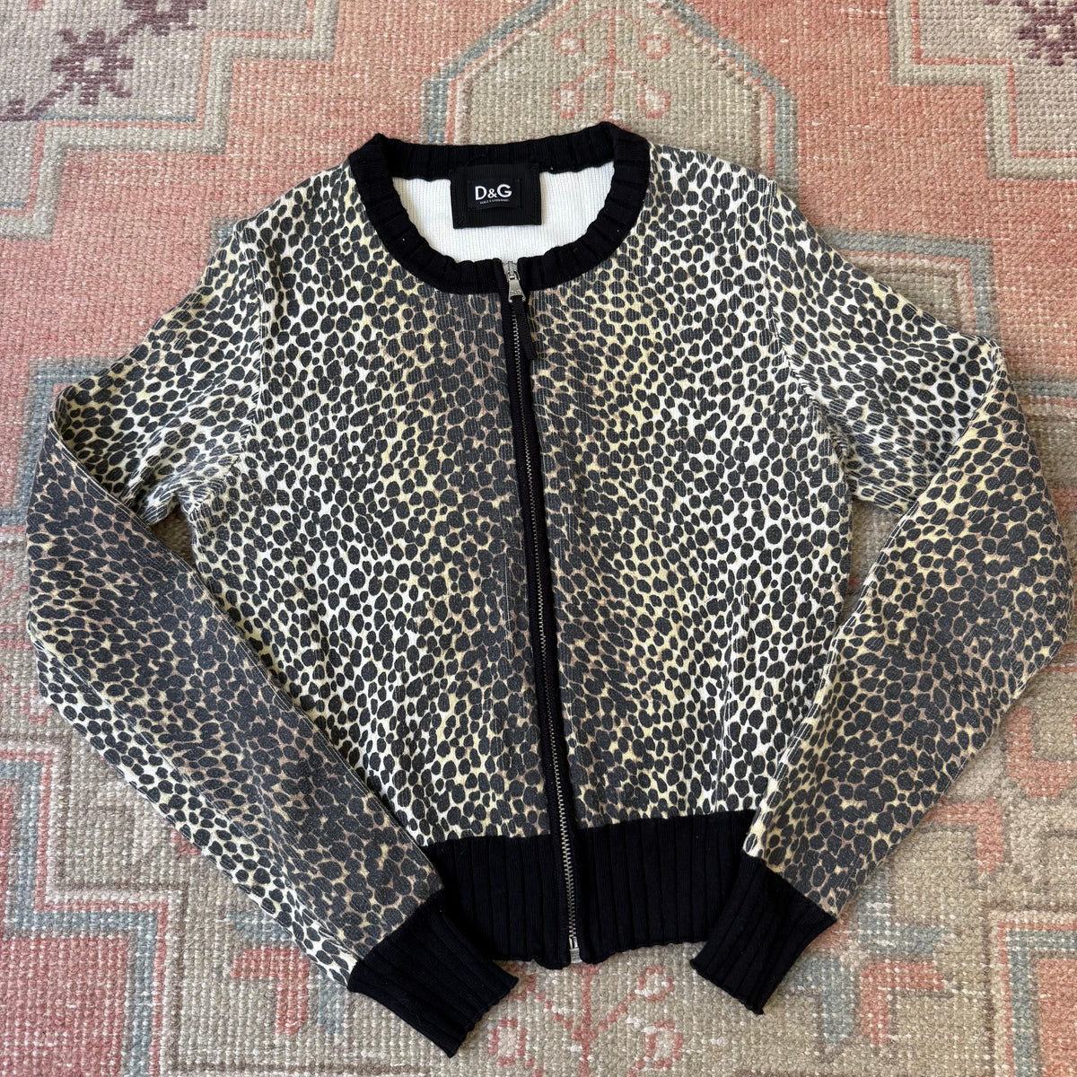 Y2K D&G Cheetah Cardigan & Skirt Set - US S-M
