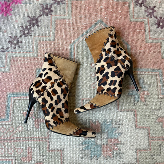 Y2K Casadei Patchwork Animal Print Ankle Boots - US 10