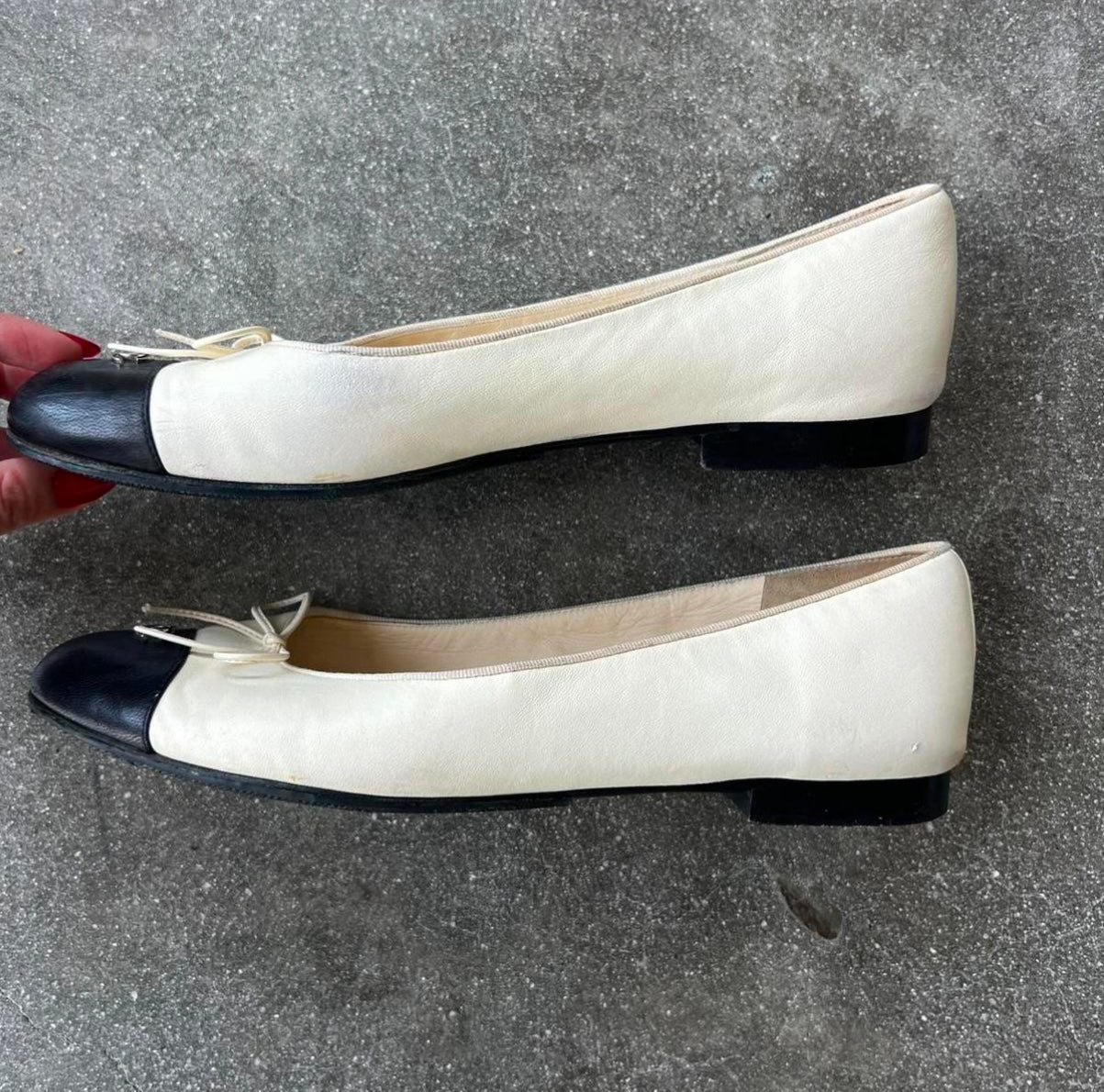 Vintage Black and White Chanel Ballet Flats - US 9.5