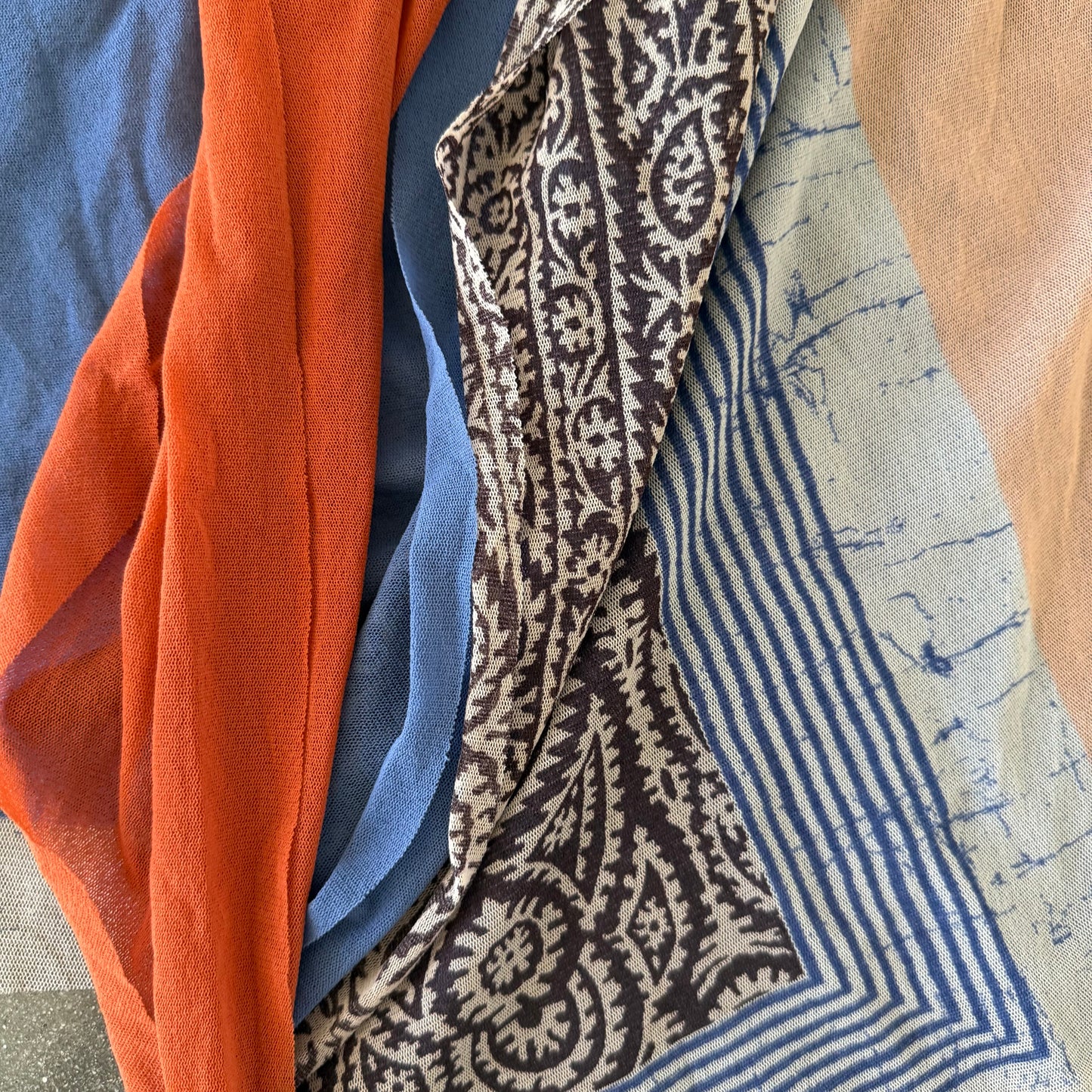 00s Jean Paul Gaultier Orange and Blue Mesh Paisley Skirt - One Size