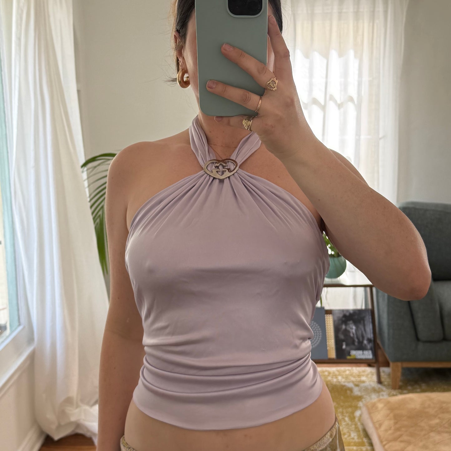 S/S2004 Tom Ford Gucci Lilac Heart Logo Halter