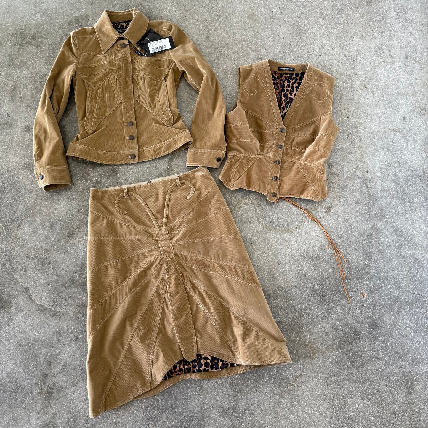 FW02 Dolce & Gabbana Butterfly Corduroy Set - size Small