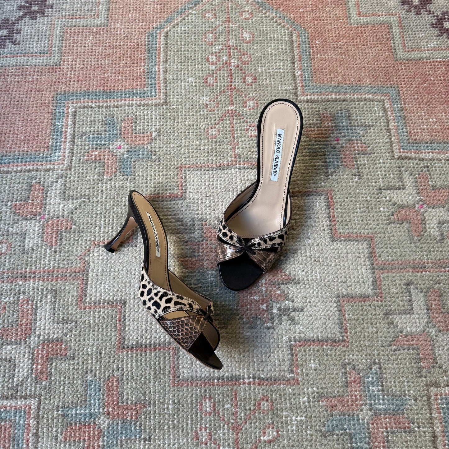 2000s Manolo Blahnik Ponyhair Mix Sandals - US 8