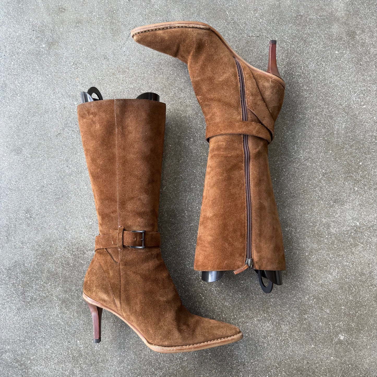 Gucci by Tom Ford Tobacco Suede Buckle Boots - US 6