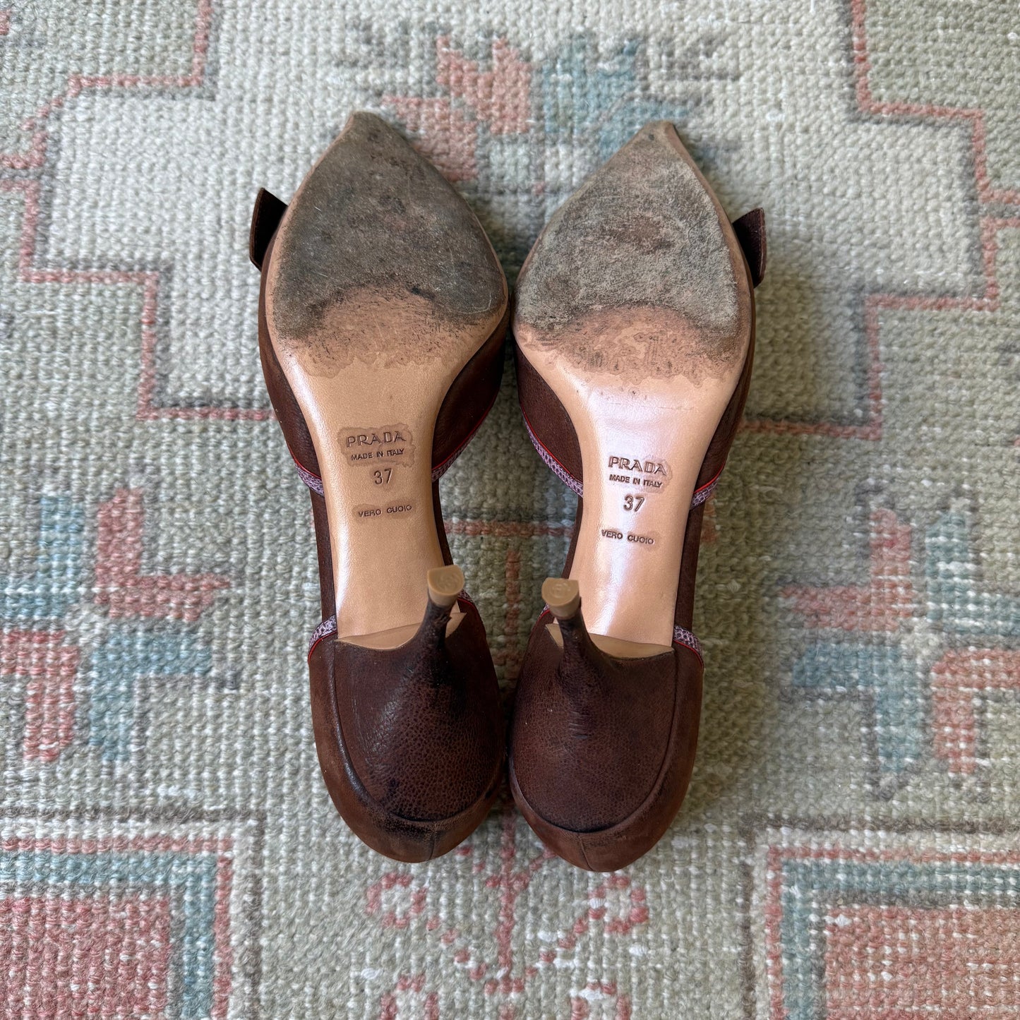 F/W2003 Prada Chocolate Buckle D’Orsay Heels - US 8