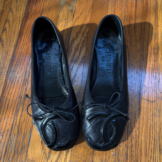 F/W2008 Chanel Cambon Black Ballet Flat - US 6-6.5