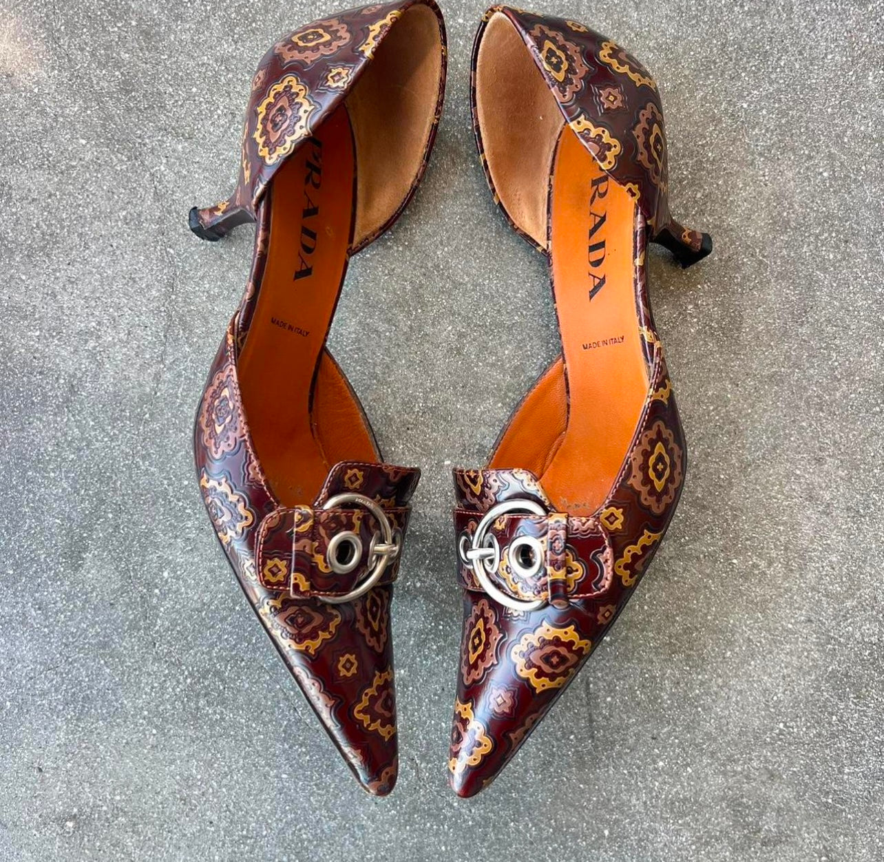 Prada Paisley Leather Mules - US 9