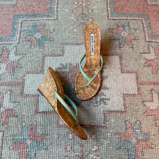 Y2K Manolo Blahnik Thong Wedges - US 7