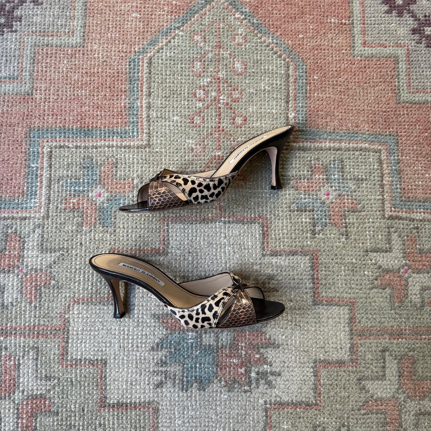 2000s Manolo Blahnik Ponyhair Mix Sandals - US 8